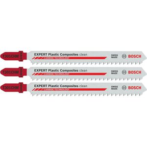 Bosch Stichsägeblätter Expert Plastic Composites Clean T301CHM, für Kunststoff, 3 Stück