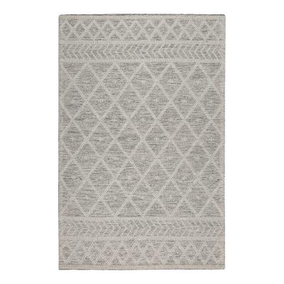 Teppich ESPRIT "Lia", grau (wollweiß), B:110cm H:8mm L:170cm, Schurwolle, Teppiche, Teppich, Wollteppich, handgewebt, natürlich, modern, geometrisch