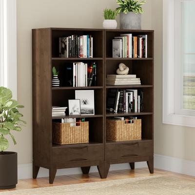 "WYNDENHALL Pearson 24 inch Solid Wood 4 Shelf Bookcase (Set of 2) - 24""W x 16""D x 60""H"