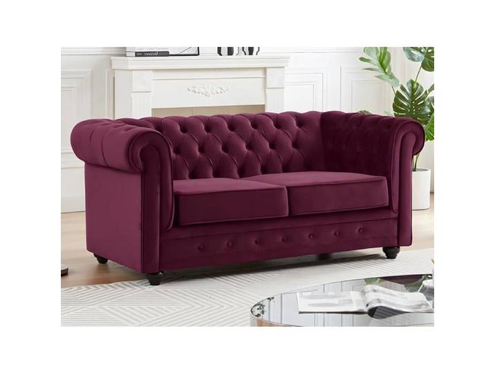 Canapé 2 places velours pourpre CHESTERFIELD