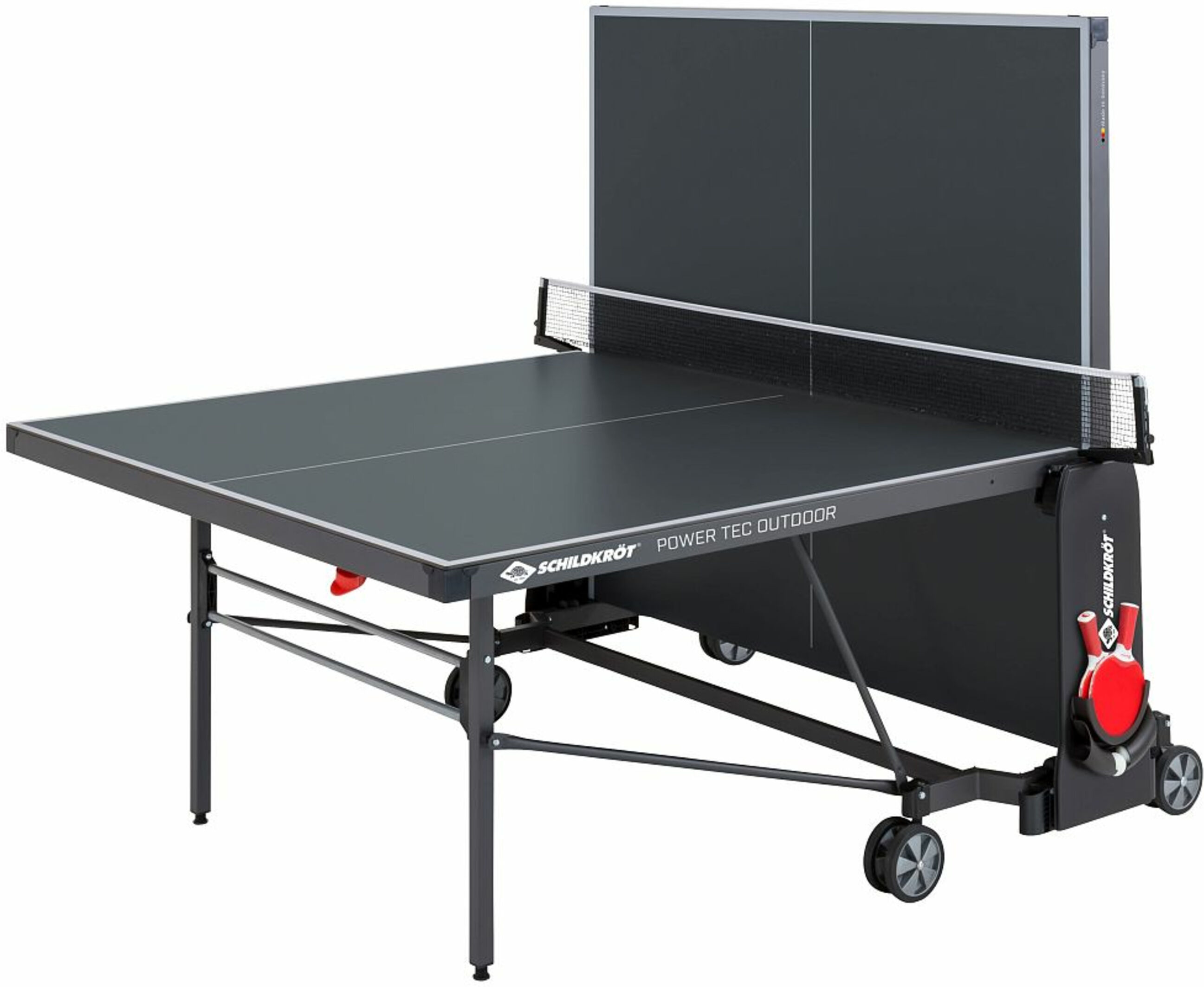 SCHILDKRÖT Tischtennisplatte PowerTec Outdoor, wetterfester, trendiges matt-schwarzes Design, klappbar