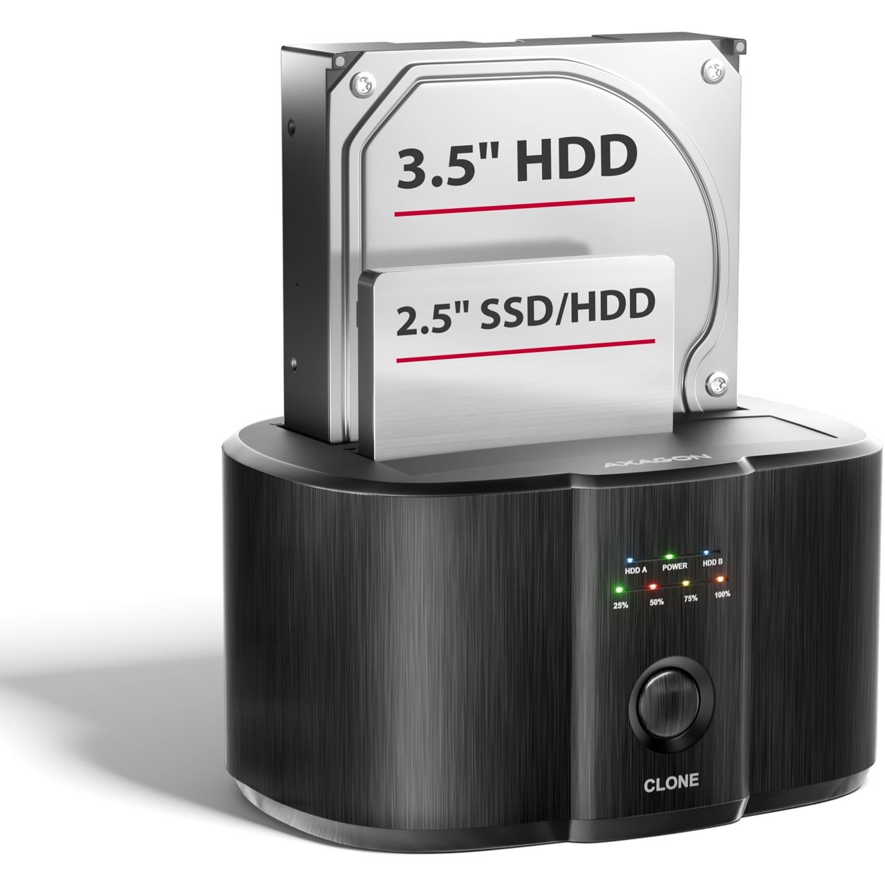 AXAGON ADSA-SC Dual-Dockingstation, USB C, 2x 2,5"/3,5" SSD/HDD, SATA 6 - schwarz