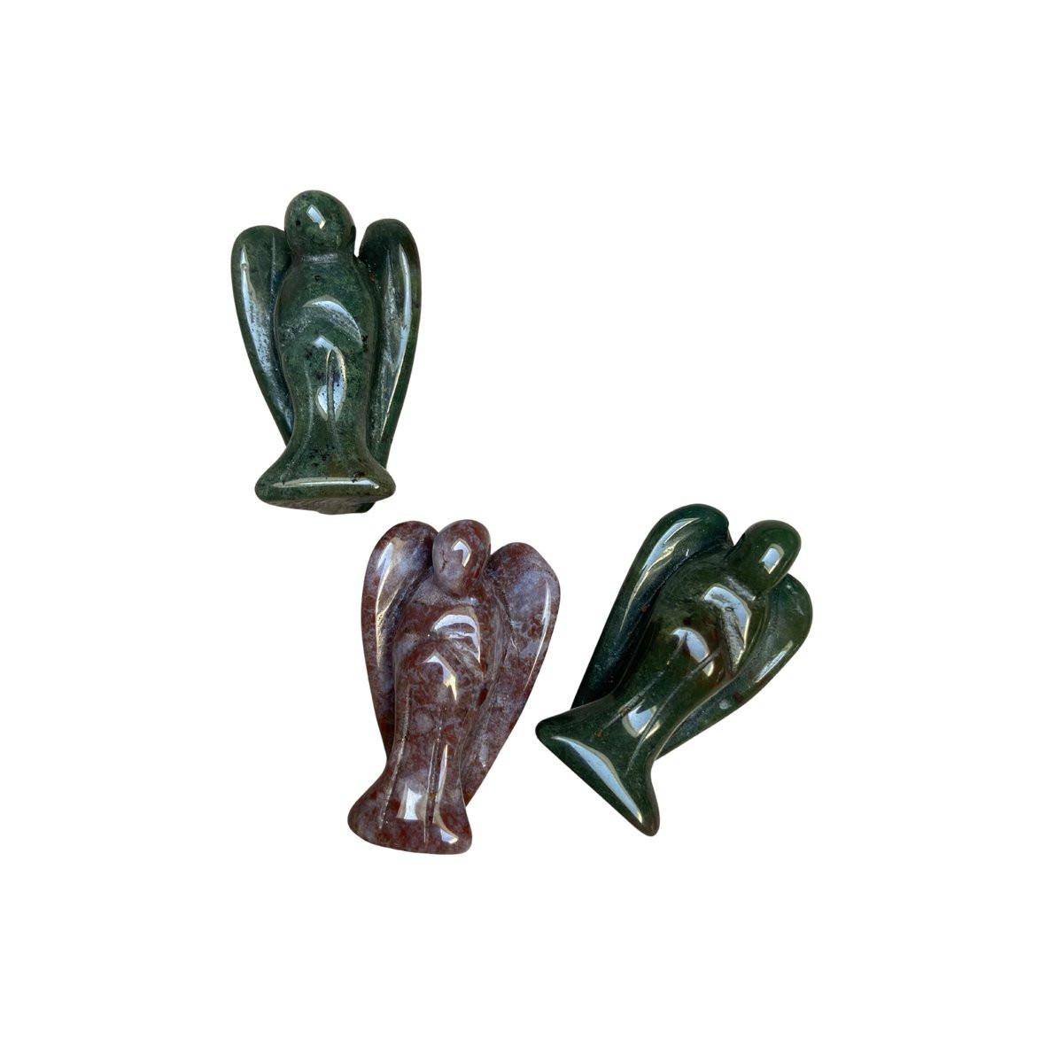 Engel Indiase Agaat 36 mm – Gegraveerd Natuursteen Beeldje – Groene Agaat Decoratie