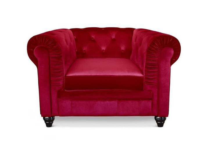 MENZZO Grand fauteuil Chesterfield velours Rouge