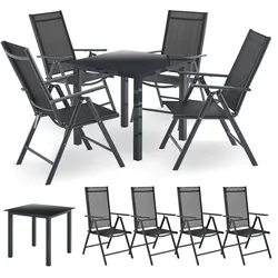 Juskys Aluminium Gartengarnitur Milano Gartenmöbel Set mit Tisch und 4 Stühlen Dunkel-Grau