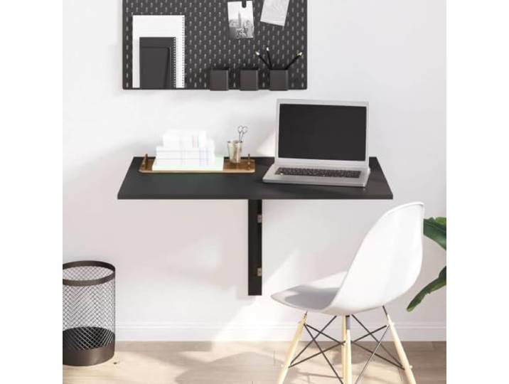 KGTKGTYER Wand-Klapptisch 100x60x56 cm Holzwerkstoff Schwarz Tisch Platzsparendes Klappdesign, Dreieckige 90-Grad-Halterung, Vielseitig einsetzbar