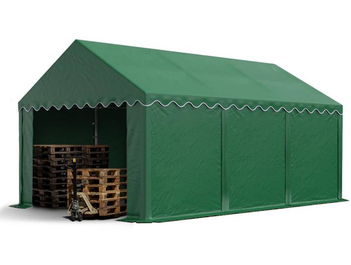 TOOLPORT Tente de stockage 4x6 m abri bâche PVC 700 N imperméable vert foncé