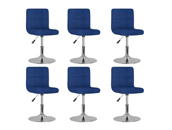 HGPOTUY Esszimmerstühle 6 STK. Drehbar Blau Stoff Höhenverstellbar per Gasdruckfeder, 360 Grad drehbar, verchromtes Stahlgestell, robust und stabil