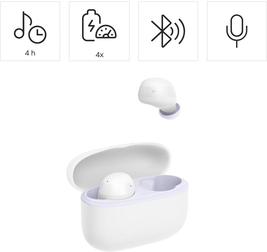 Hama wireless In-Ear-Kopfhörer "True Wireless Kopfhörer In Ear, Ladecase, bis 20h Akku, Bass Boost", weiß, Kopfhörer, wireless In-Ear-Kopfhörer