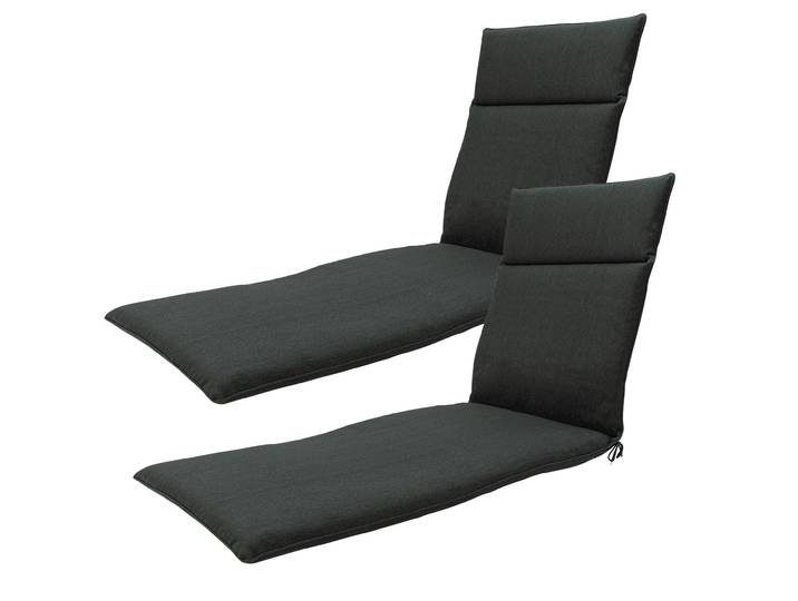 Liegen-Auflagen 2er-Set, Polsterauflagen wasserabweisend, dunkelgrau, 190 x 60 cm