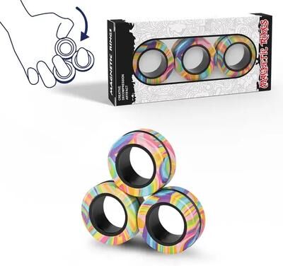 Modern Mode Marketplace Magnetic Fidget Rings Set Stress Relief Spinner Rings multicolor