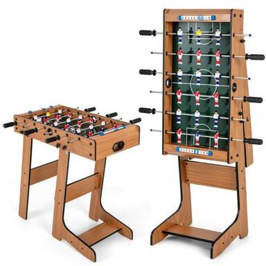 Costway Space Saving Table Football with Durable Handle and 2 Footballs