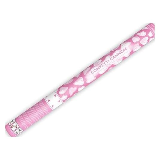 Partydeco Konfettikanone - 60cm - Papier - Herzen - Weiss (1 Stk.) (TUKW60)