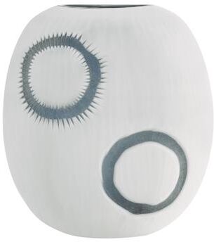 Danya B. Elara Contemporary Matte White and Navy Oval Opening Tabletop Vase