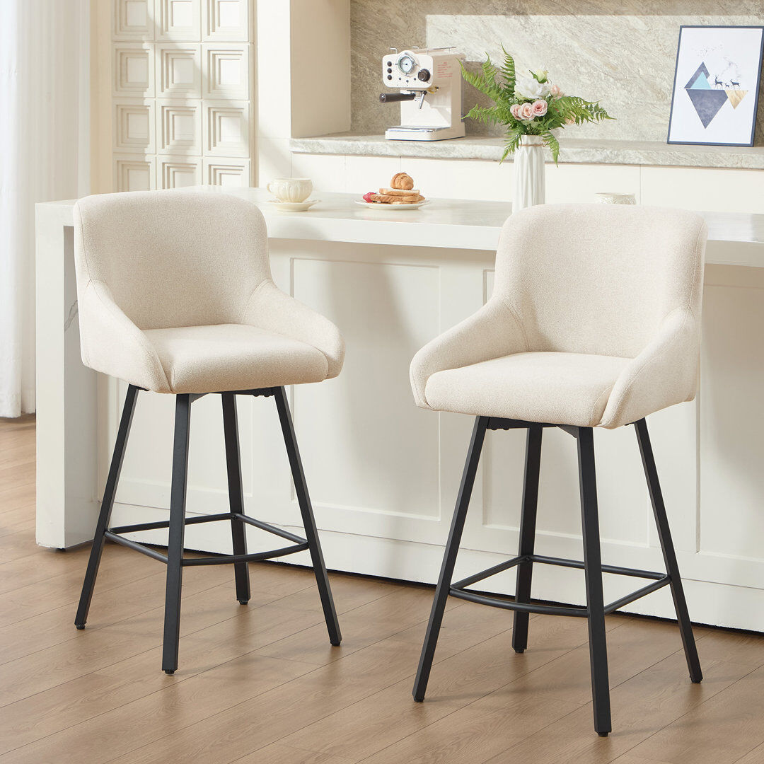 Corrigan Studio Swivel Bar Stool Beige 100cm H X 52cm W X 55cm D