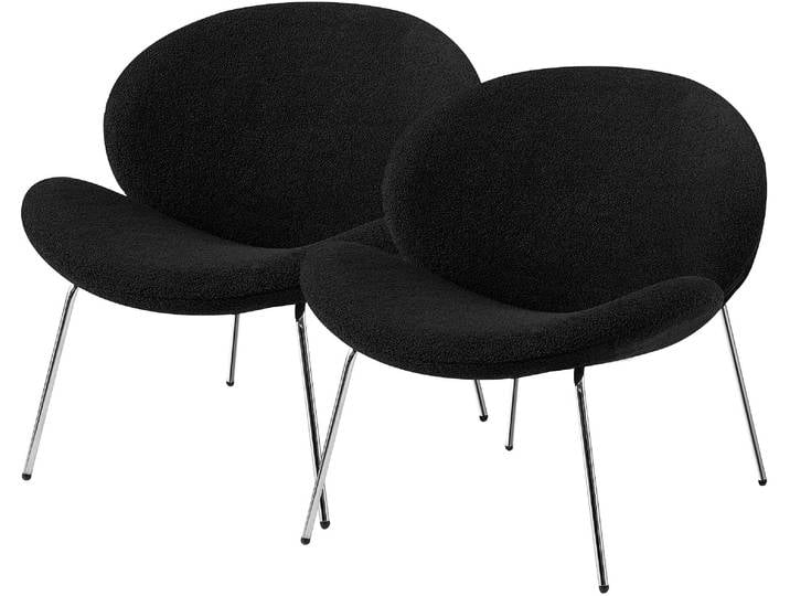 Polsterstuhl KAYOOM Stuhl Jaden 125 2er-Set, im angesagten Stoff mit dem Kräusel-Effekt , schwarz (schwarz, silber), B:73,5cm H:76cm T:75cm, 100% Polyester-Bouclé, Sperrholz, Schaumstoff Gestell:100% Eisen, Stühle, Polsterstuhl, Ästhetisch minimalistisches Design, Bouclé Stoff, breites Sitzen