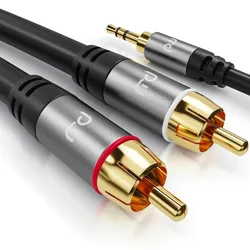 Primewire Cinch zu 3,5-mm-Klinke Audio-Kabel, RCA, AUX, Stereo HiFi Audio-Adapter mehrfach geschirmt - 0,5m