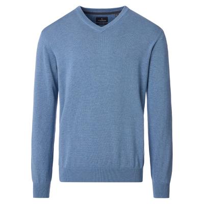 Strickpullover CASAMODA "CASAMODA Pullover uni", Herren, Gr. 6XL, blau (weißblau), 100% Baumwolle, Pullover Strickpullover