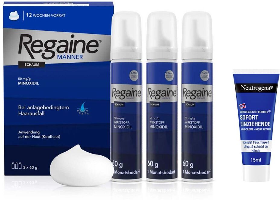 Regaine® Männer Schaum 3x60ml + Neutrogena Mini Handcreme 15ml 1Set