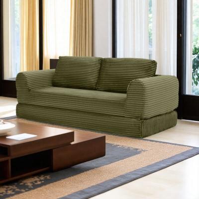 Corduroy Convertible Sofa Bed with Pillows and Pull-Out Bed