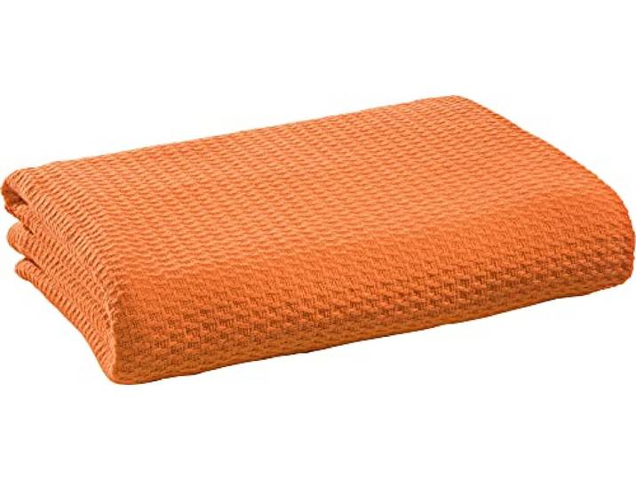 Erwin Müller Sommerdecke, Baumwolldecke orange Größe 220x240 cm - luftig-leicht, weiche Qualität, sehr angenehm - 100% Baumwolle