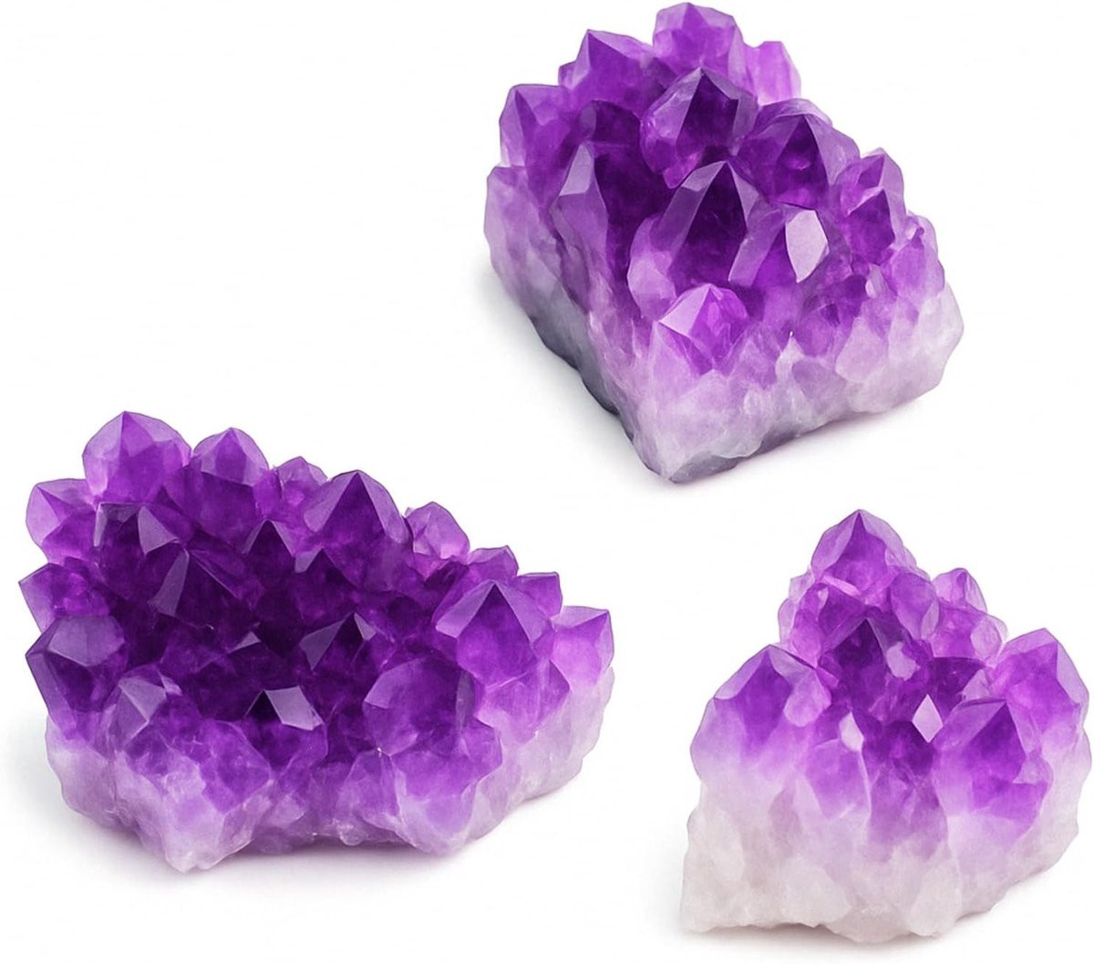3 stuks Amethist natuurlijke edelstenen voor kristaltherapie, ruwe amethist druse 2-5 cm voor meditatie en innerlijke rust