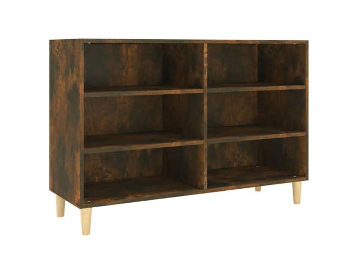 HKTMGDNG Sideboard Räuchereiche 103,5x35x70 cm Holzwerkstoff Skandinavischer Beistellschrank mit 6 Fächern und Eukalyptus-Beinen für Wohnzimmer, Flur und Büros.