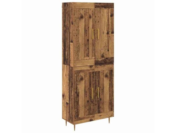 KGFHERENB Highboard Altholz-Optik 69,5x34x180 cm Schrank mit 4 Türen Elegantes Standregal fürs Wohnzimmer: Viel Stauraum mit 4 Türen und stilvollen goldenen Griffen für eine saubere Ordnung.