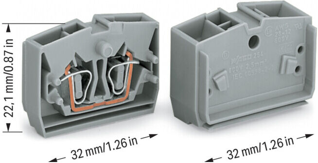 WAGO Bornes de passage 264-321 0,08-2,5 mm² gris, borne intermédiaire 2 conducteurs (264-321)