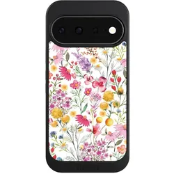 Nivocase Hülle für Google Pixel 11 Handyhülle NIVOcore Case Schwarz Blumen Frühling Muster (Google Pixel 11), Smartphone Hülle, Schwarz