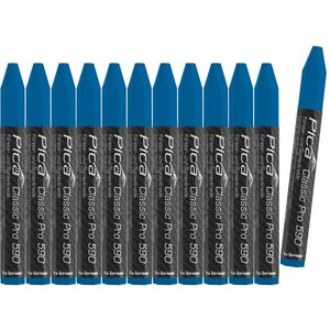 Pica Signierkreide Classic PRO 590/41, 12 Stück, Försterkreide, eckig gespitzt, 12 cm lang, blau