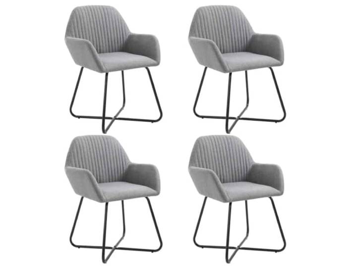 LMTYOENFG Esszimmerstühle 4er Set Hellgrau Polsterstuhl mit Armlehne Ergonomisches 4er Set Polsterstühle mit weichem Stoffbezug und stabilen Stahlbeinen für Esszimmer, Wohnzimmer & Küche.