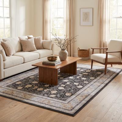 MDA Rugs Lafi Collection Anthracite/Dark Grey Transitional Abstract Area Rugs