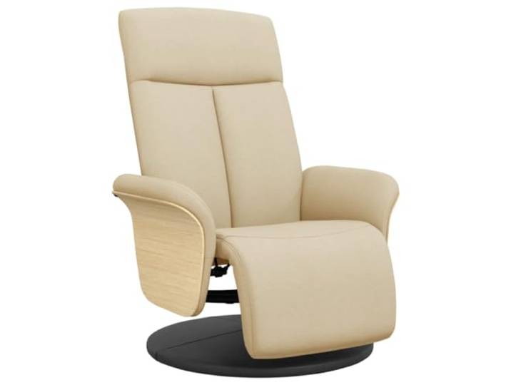 Relaxsessel mit Fußteil Creme Stoff, 360 Grad Drehbar Manuelle Liegefunktion,105-125 Grad,Rückenlehne verstellbar,Stoffbezug atmungsaktiv,Sperrholz-und Metallrahmen