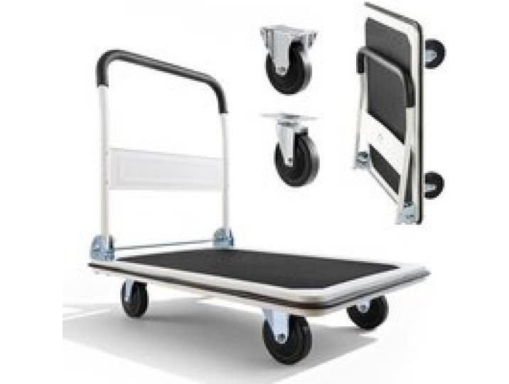 VEVOR Plattformwagen Klappbar 300 kg, Transportwagen mit Lenkrolle, Handwagen Ladefläche mit Anti-Rutsch-Beschichtung, Transporthilfe für Einfache Aufbewahrung, 900x610x870 mm Rollwagen