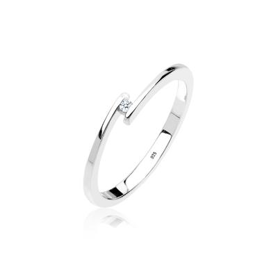 Verlobungsring ELLI DIAMONDS "Ring Diamant Weiß Brillantschliff (0.015 ct) 925 Sterling Silber" Gr. 58, silber, Fingerringe, Damen, 58, Silber 925 (Sterlingsilber), Verlobungsring