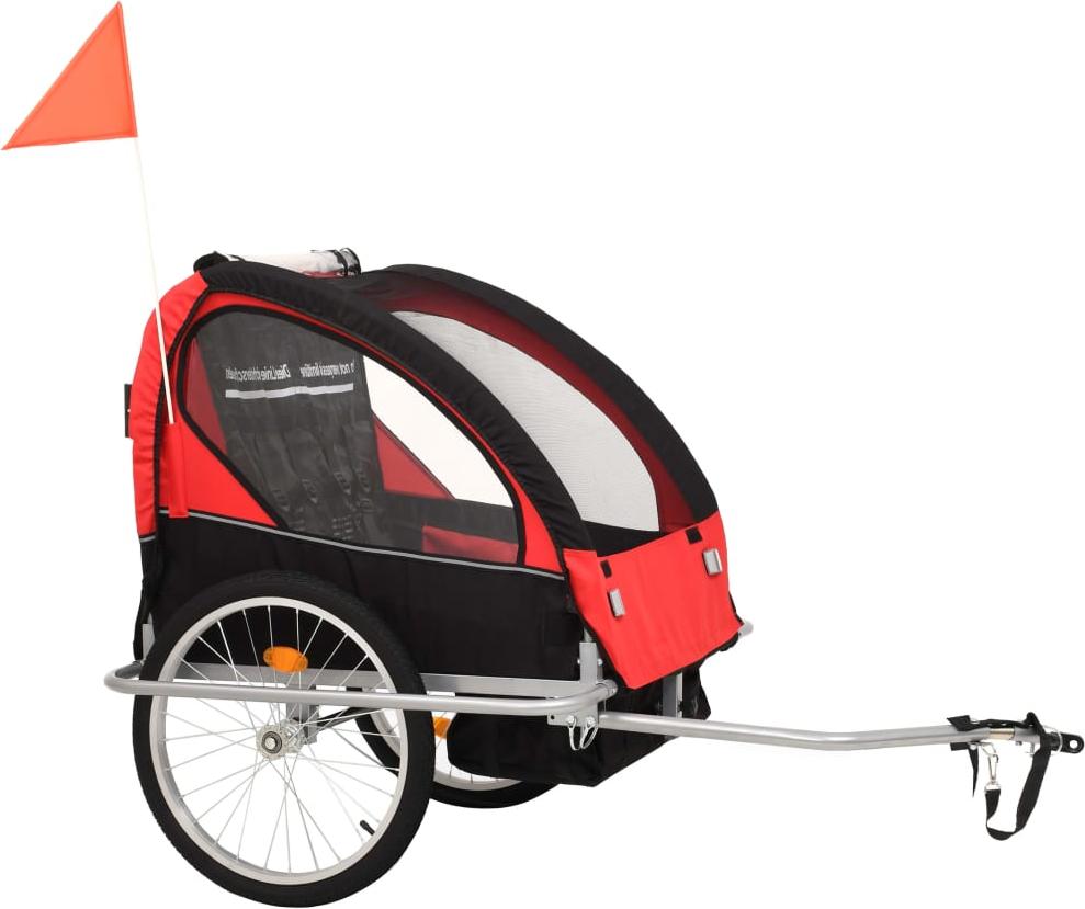 vidaXL 2-in-1 Fahrradanhänger und Kinderwagen Schwarz und Rot