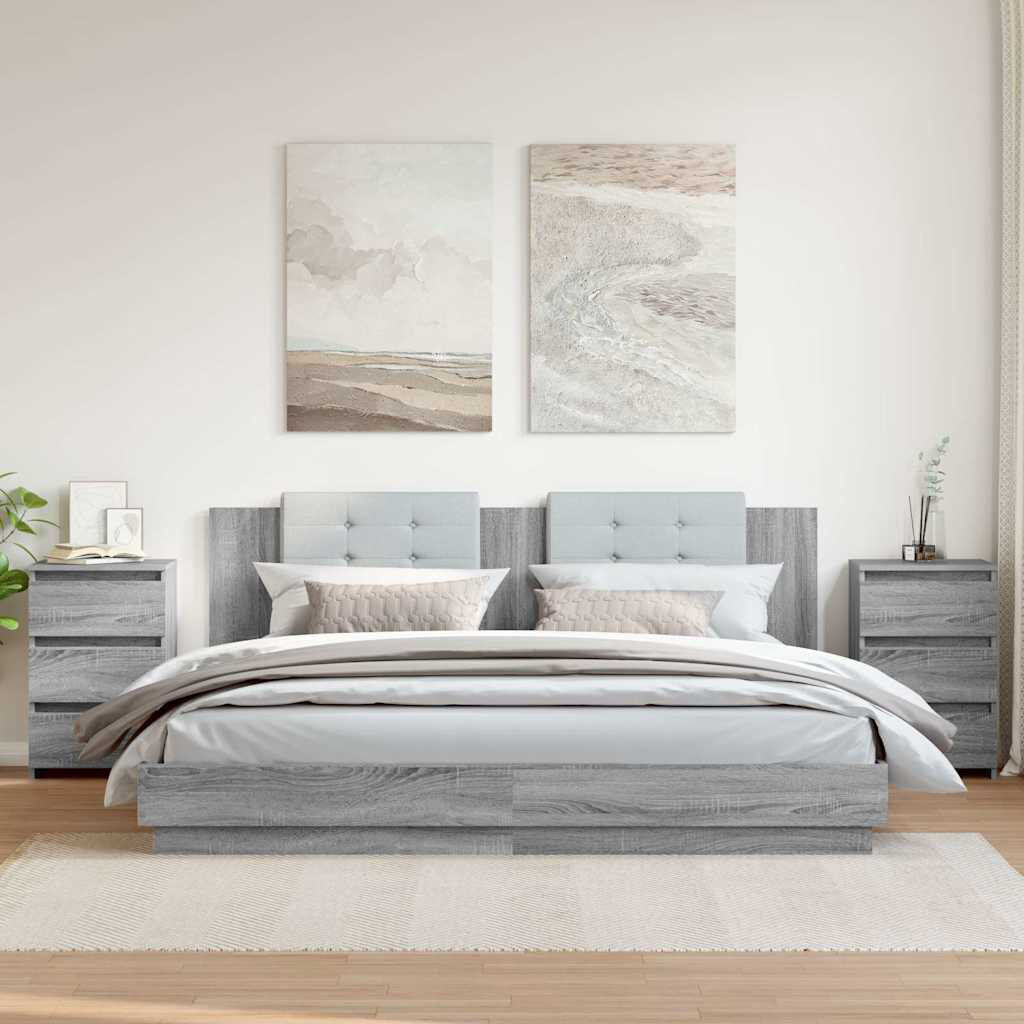Borough Wharf Cowlic Bed Cabinet 40x35x62.5 cm Engineered Wood Grey
