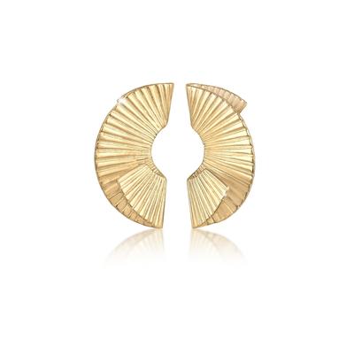 Paar Ohrstecker ELLI PREMIUM "Ohrringe Hänger Fächer Form Trend 925 Silber" Gr. 31, gold, Ohrringe, Damen, 31, ohne Stein, Silber 925 (Sterlingsilber)
