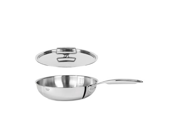 Lot poêle sautoir tout inox Castel'Pro 28 cm et couvercle Cristel
