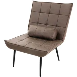 ML-Design Sessel Braun – Relaxsessel mit Lendenkissen, gepolstert, Metallbeine, Retro Lesesessel, ergonomischer Fernsehsessel fürs Wohnzimmer