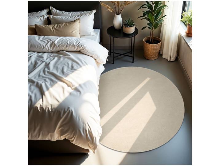 Kurzflorteppich Soft Zone - Ø 120 cm, beige
