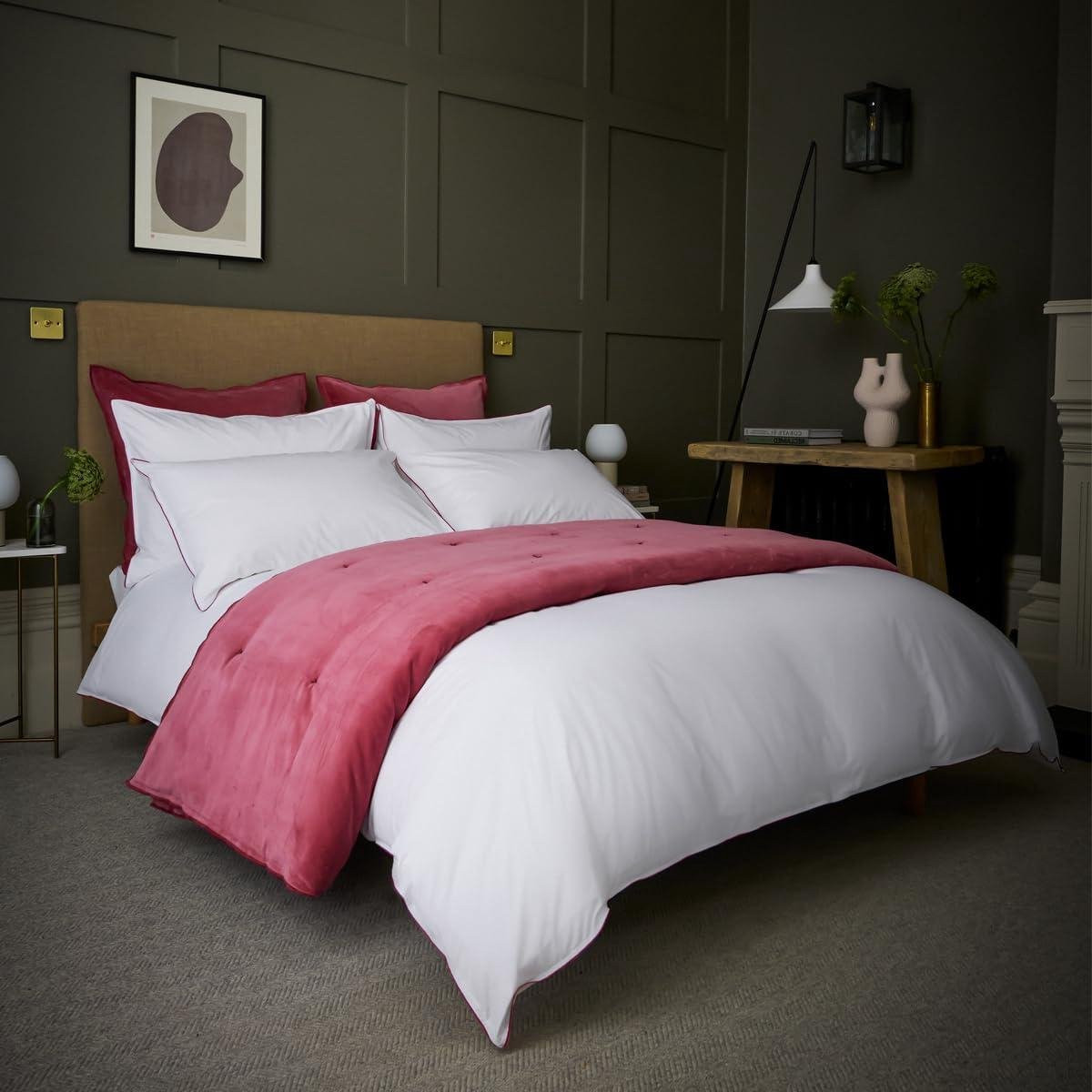Dekbedovertrekset van 100% katoen percal in fuchsia roze, Kingsize 230x220 cm