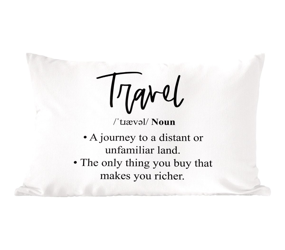 PillowMonkey Sierenkussen met Quote Travel - 60 x 40 cm