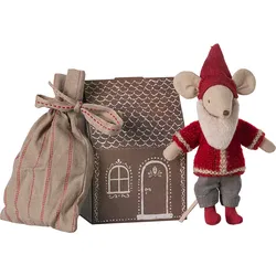 Maileg Weihnachtsmann Maus Stofftier - ca. 14 cm, Baumwolle, rot, detailreich gestaltet - Festliche Weihnachtsdekoration