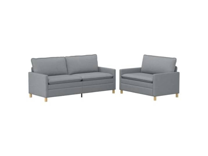 PUGYNBK Modernes Sofa aus hellgrauem Stoff, 2-teilig, Metallgestell Verschleißfester weicher Stoff, gepolsterte Rückenlehne, flache Armlehnen, Bezüge mit Reißverschluss, feste Metallbasis
