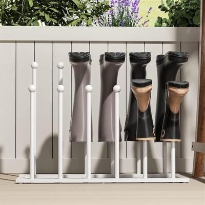 No Free Standing Shoe Racks - White Metal Boot Rack