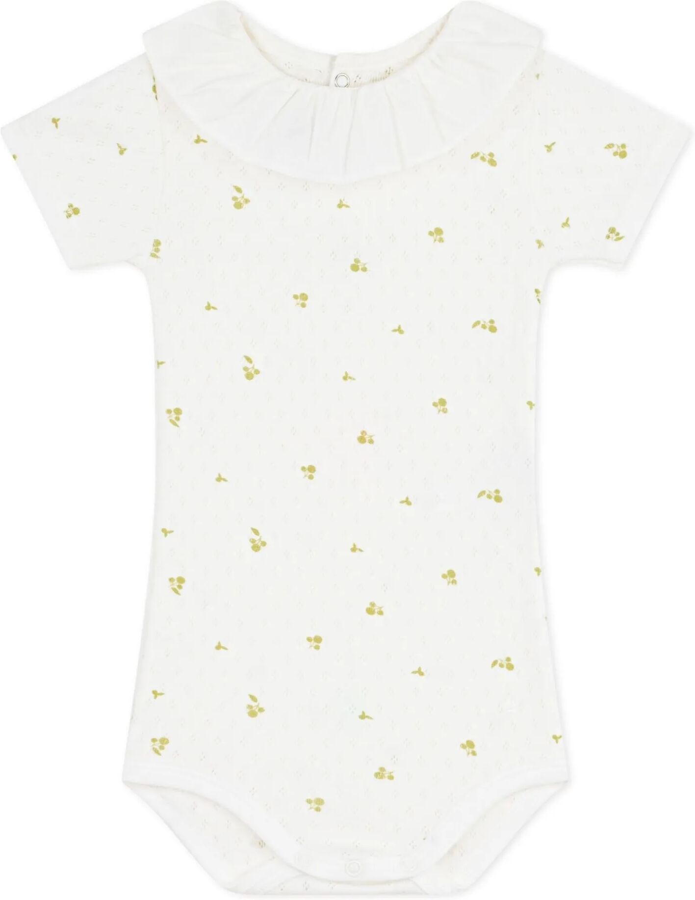 Petit Bateau Body Collerette Fleuri Coton Bio Ecru 6 mois