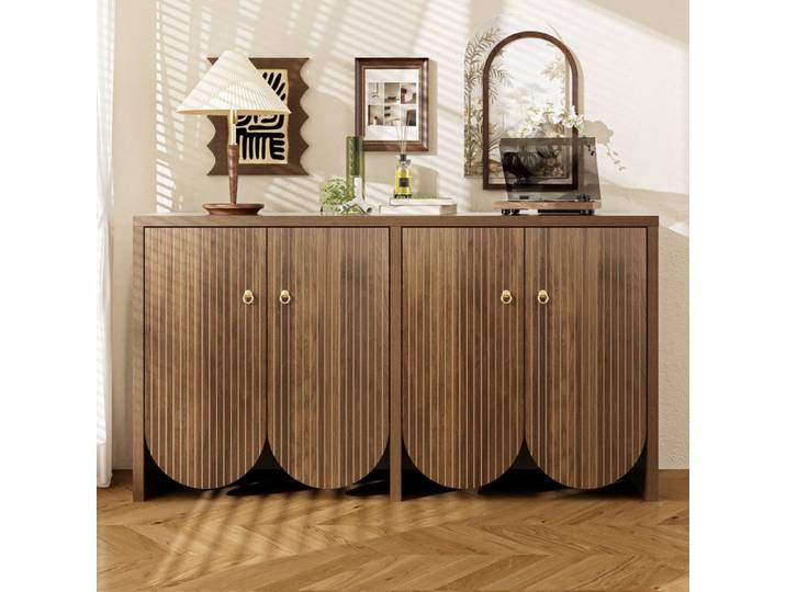 Élégante Buffet - 147x40x80cm - Bahut avec 4 portes Etagères réglables - Style Moderne - Buffet Bahut Salon Salle à manger - Brun