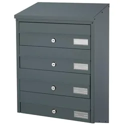 SafePost, Briefkasten, Briefkastenanlage 4-Fach BDL914 Anthrazit